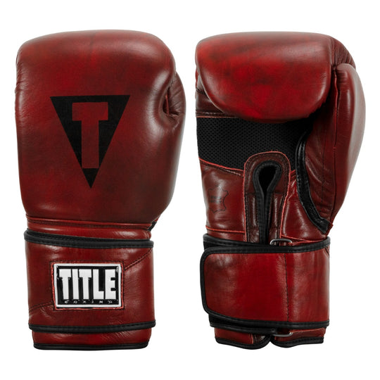 TITLE Boxing Blood Red Leather Bag Boxing Gloves
