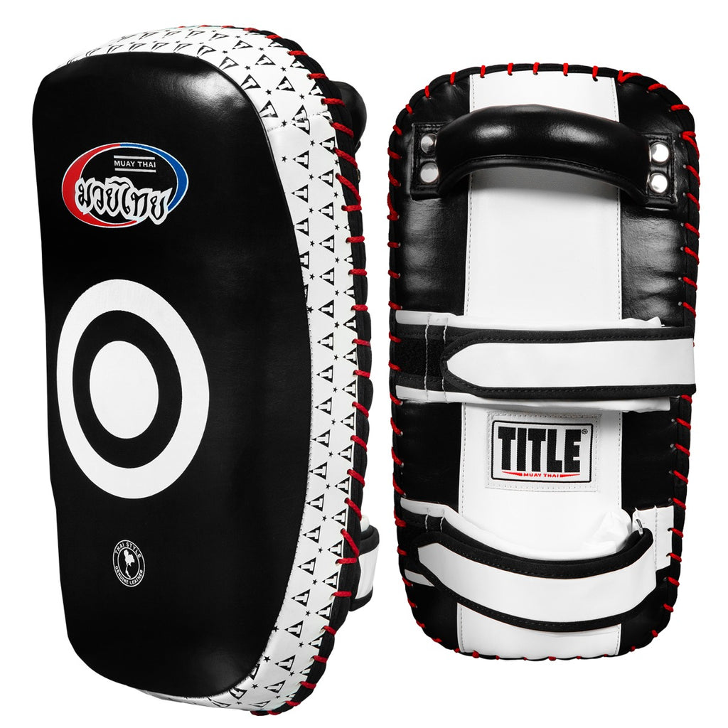 TITLE Muay Thai Leather Contoured Thai Pads