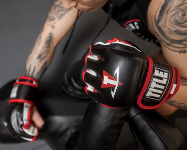 TITLE MMA Conflict Training Gloves close up of training gloves