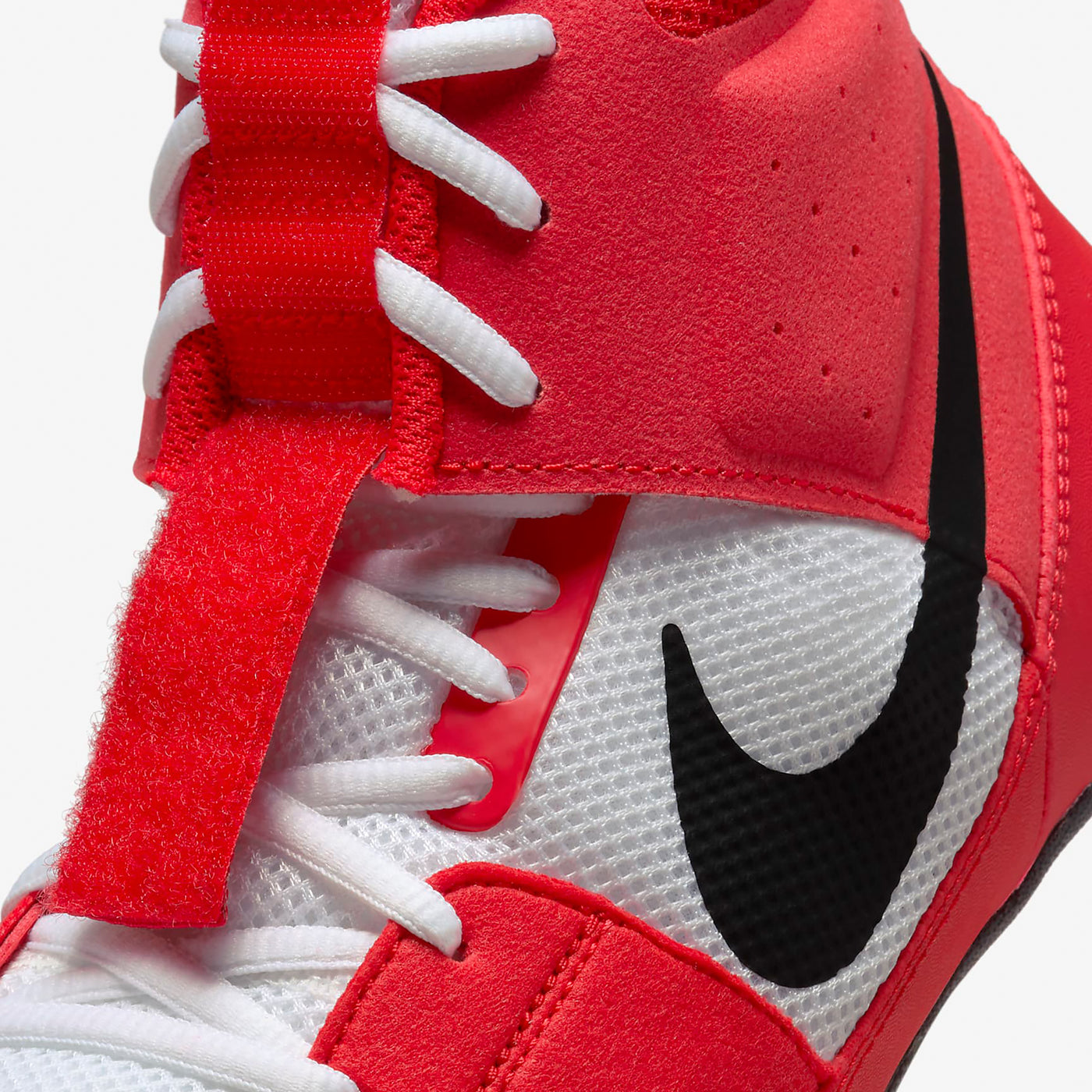 variant:Red/White/Black::Nike Fury Boots side view close up lace