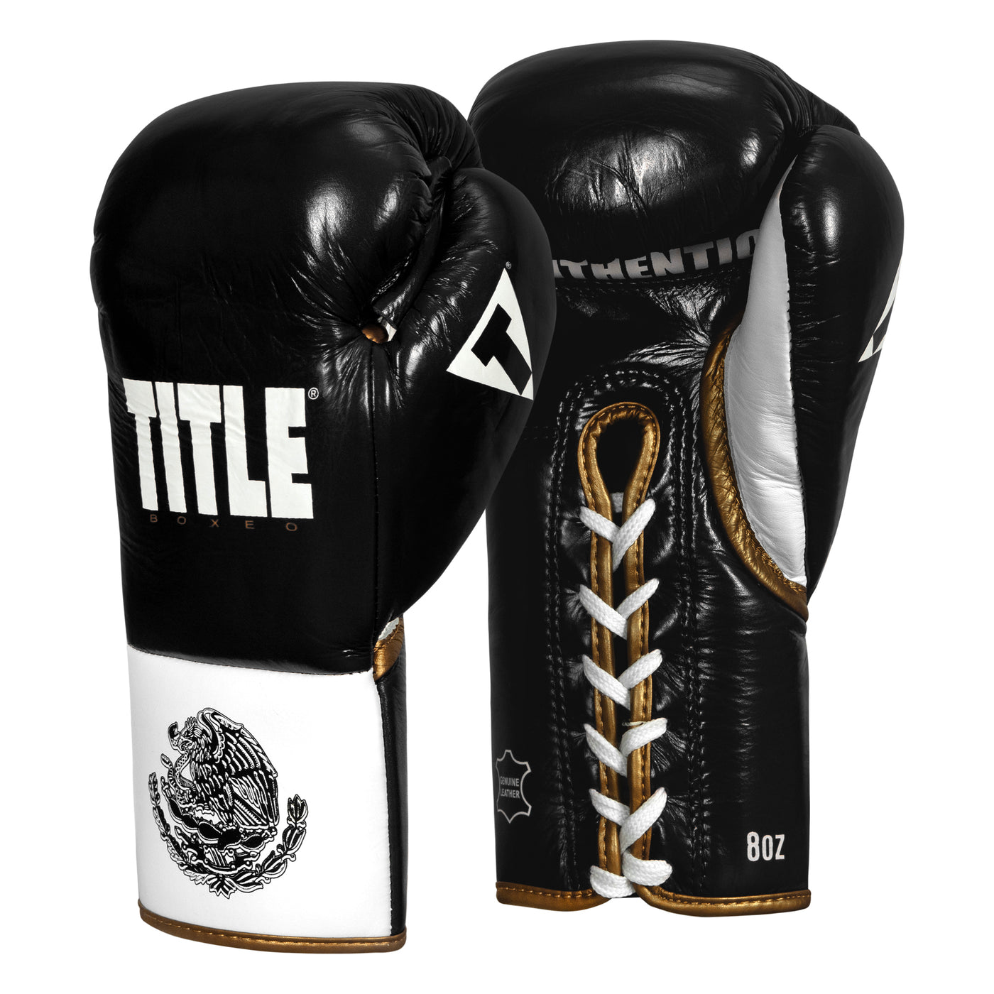 variant:Black/White/Gold::TITLE Boxeo Pro Fight Gloves side view