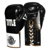 variant:Black/White/Gold::TITLE Boxeo Pro Fight Gloves side view
