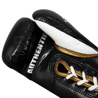 variant:Black/White/Gold::TITLE Boxeo Pro Fight Gloves palm view