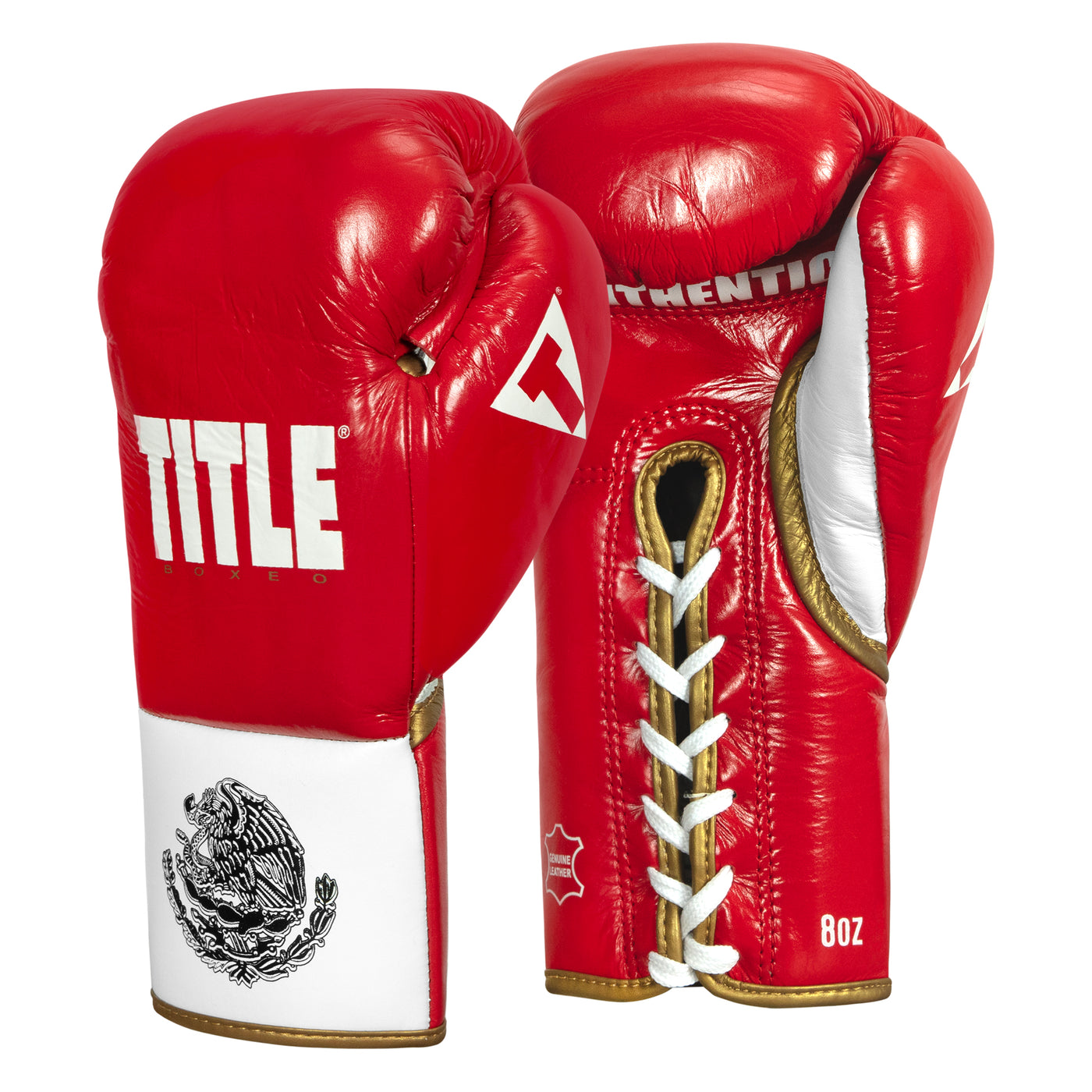 variant:Red/White/Gold::TITLE Boxeo Pro Fight Gloves side view