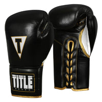 variant:black/white::TITLE Boxeo Mexican Leather Lace Training Gloves Quatro side view