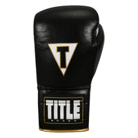 variant:black/white::TITLE Boxeo Mexican Leather Lace Training Gloves Quatro front view