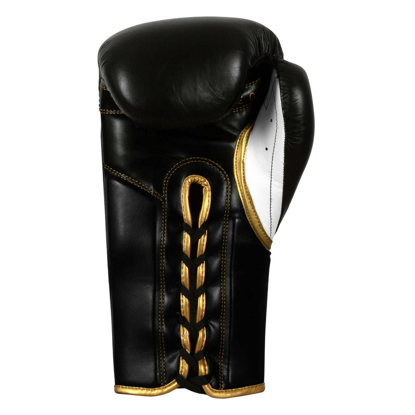 variant:black/white::TITLE Boxeo Mexican Leather Lace Training Gloves Quatro back view