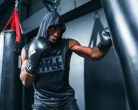variant:black/white::TITLE Boxeo Mexican Leather Lace Training Gloves Quatro boxer hitting bag