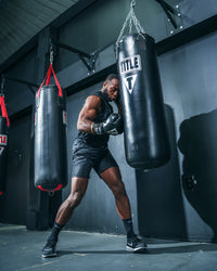 variant:black/white::TITLE Boxeo Mexican Leather Lace Training Gloves Quatro boxer hitting bag uppercut