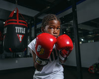 variant:Red/Black/White::BOOM BOOM Boxing Silencer youth bag gloves boxing stance