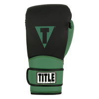 variant:Black/Green::TITLE Boxing Conquest Training Gloves front view