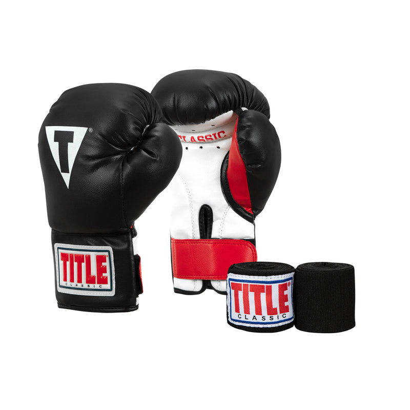 TITLE Classic Youth Boxing Gloves Wraps Bundle