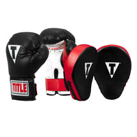color:Black::TITLE Classic Adult & Youth Boxing Gloves + Mitts Training Bundle main view