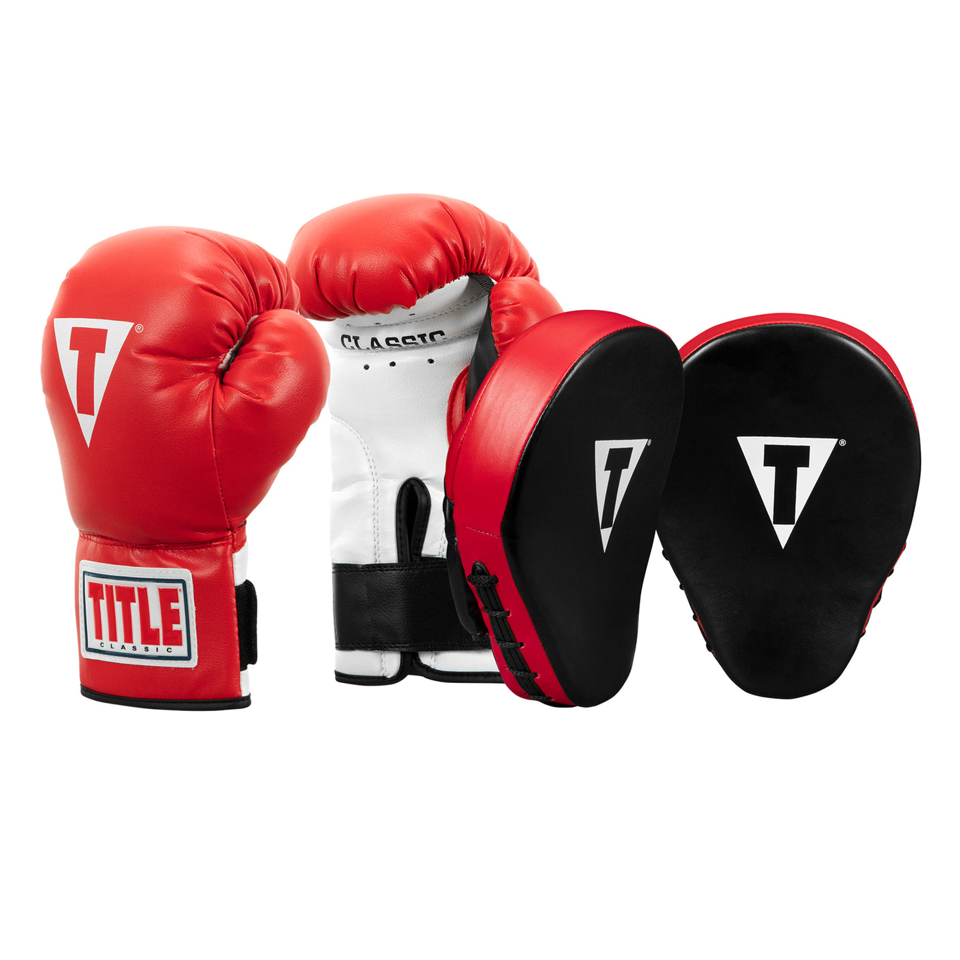 variant:Red::TITLE Classic Adult & Youth Boxing Gloves palm view from the side