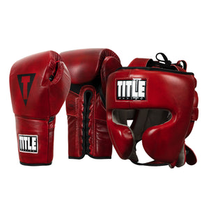 blood gear TITLE Boxing Blood Red Headgear and Sparring Gloves Bundle