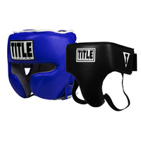 color:blue::TITLE Boxing Headgear and Groin Protector Bundle black main view