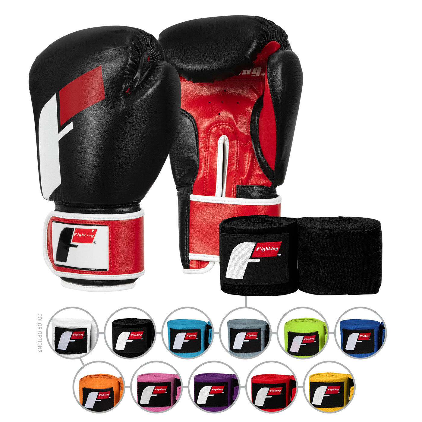 color:Black/Red::Fighting Sports Gloves and Wraps Bundle main view