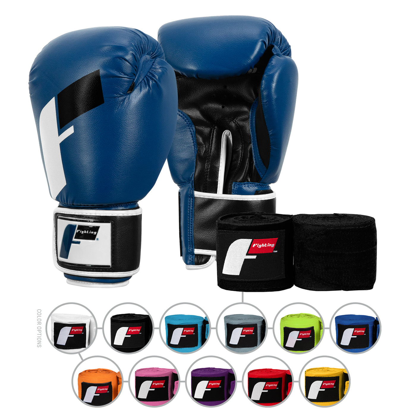 color:Blue/Black::Fighting Sports Gloves and Wraps Bundle main view
