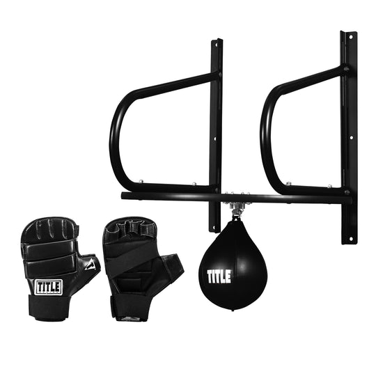 TITLE Classic Boxing Speed Bag Platform & Gloves Bundle