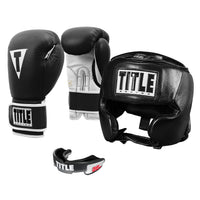 color:black/white::TITLE Boxing Leather Sparring Bundle main view
