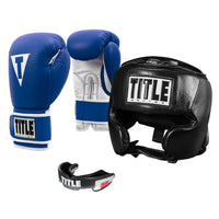 color:blue/white::TITLE Boxing Leather Sparring Bundle main view