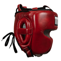 variant:lifestyle::TITLE Boxing Blood Red Headgear and Sparring Gloves Bundle headgear side view