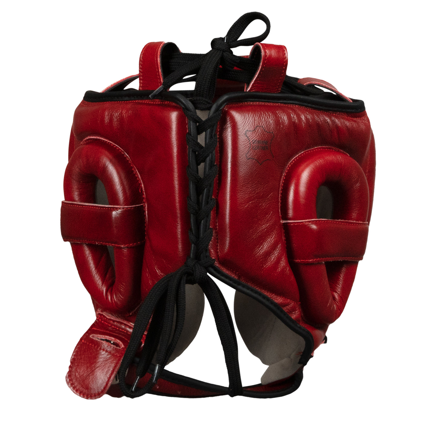 variant:lifestyle::TITLE Boxing Blood Red Headgear and Sparring Gloves Bundle headgear back view