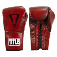 variant:lifestyle::TITLE Boxing Blood Red Headgear and Sparring Gloves Bundle gloves main view