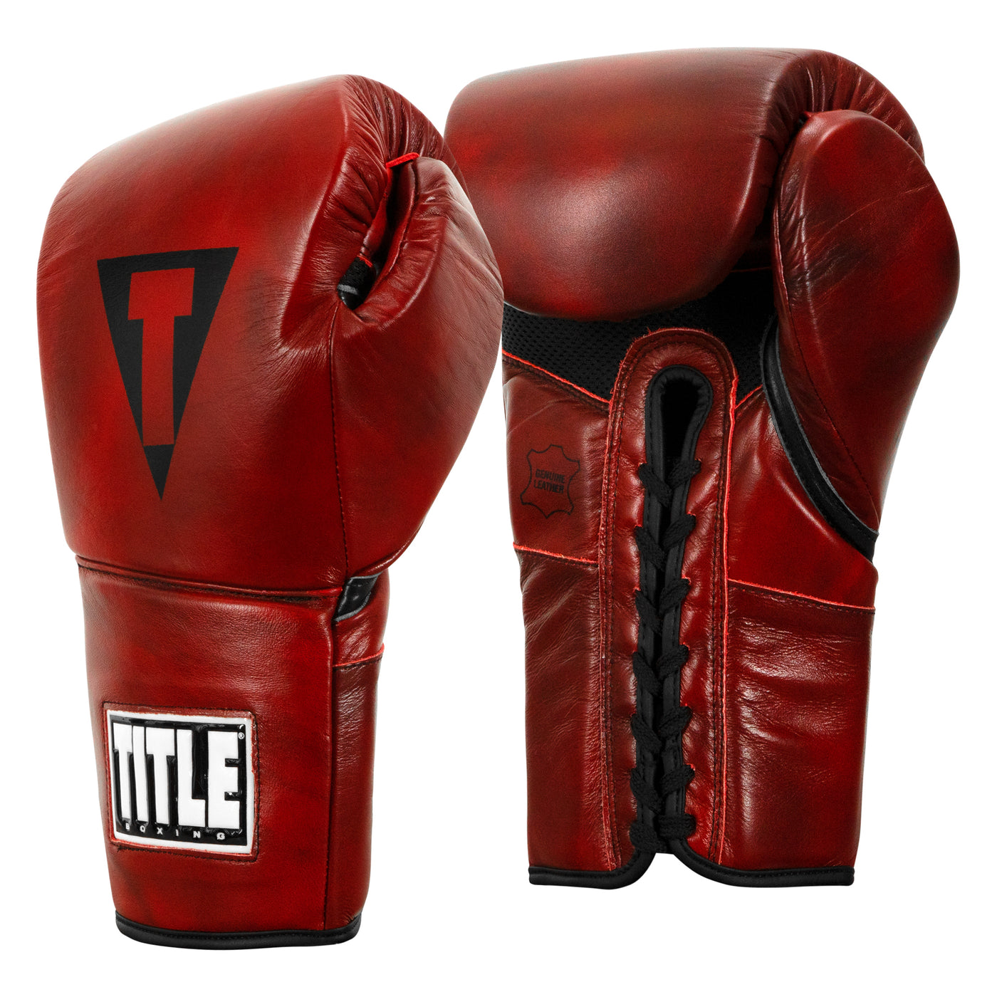 variant:lifestyle::TITLE Boxing Blood Red Leather Sparring Gloves side view