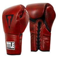 variant:lifestyle::TITLE Boxing Blood Red Leather Sparring Gloves side view