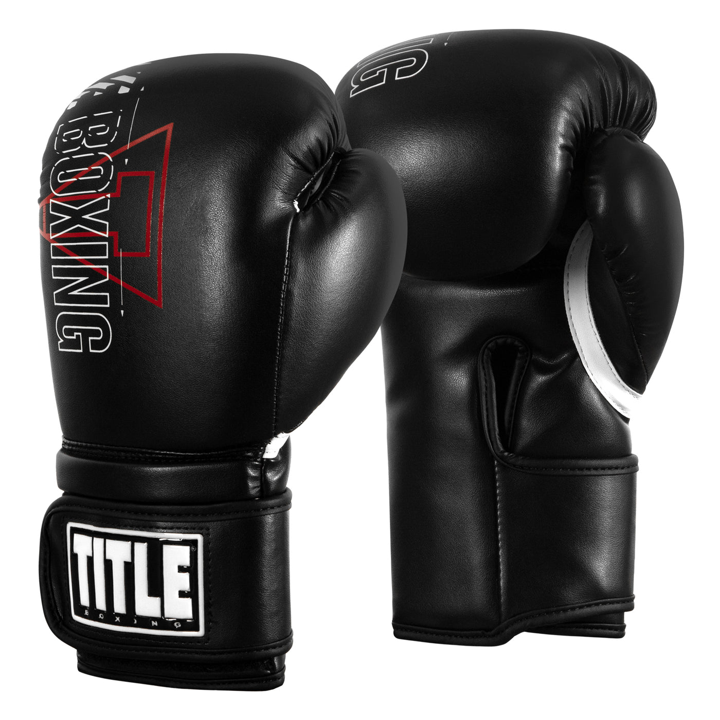 variant:black::TITLE Boxing Peak Training Gloves front and back view
