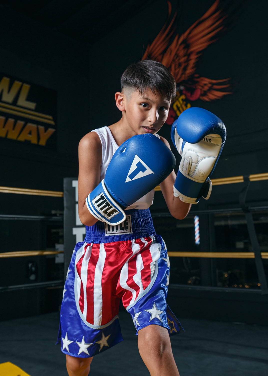 variant:lifestyle::TITLE Boxing USA Trunks 4.0 boxing stance