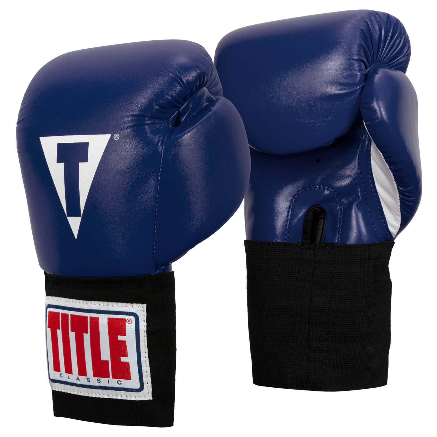 variant:blue::TITLE Classic USA Boxing Competition Gloves - Elastic side view
