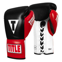 variant:Black/White/Red::TITLE Classic Pro Fight Gloves side view