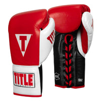 variant:Red/White/Black::TITLE Classic Pro Fight Gloves side view