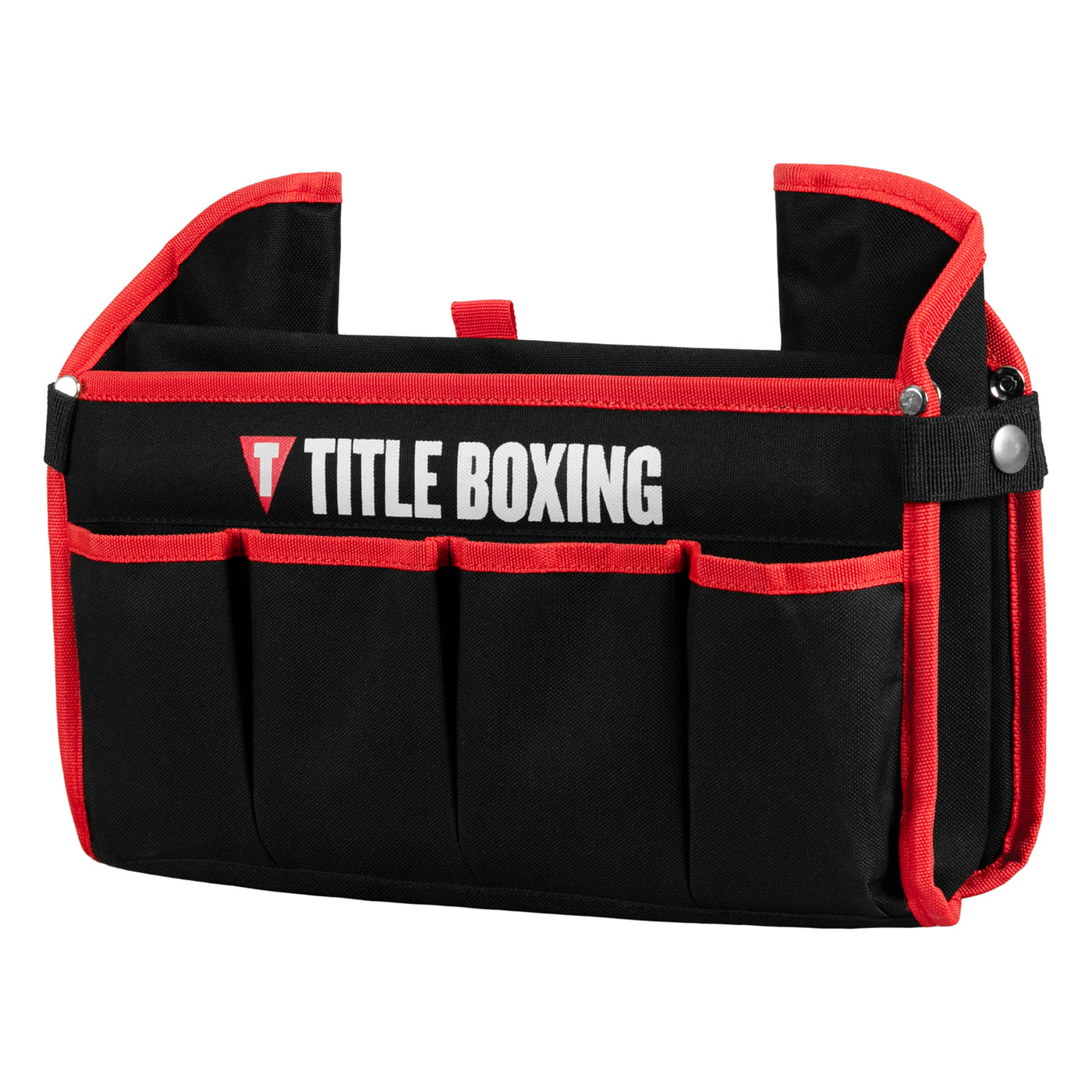variant:black/red::TITLE Boxing Collapsible Corner Caddy front view closeup of pockets