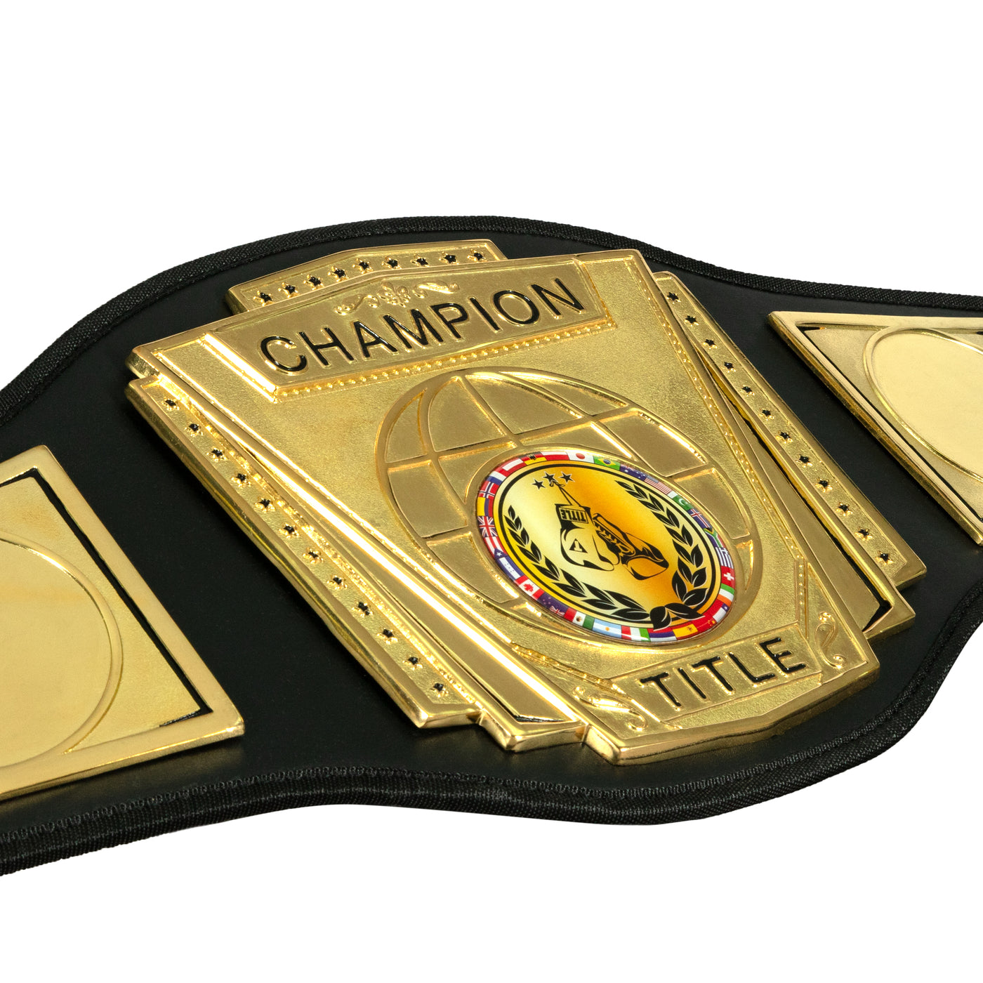 variant:lifestyle::TITLE Boxing Force Of One Championship Belt front closeup view of engraving