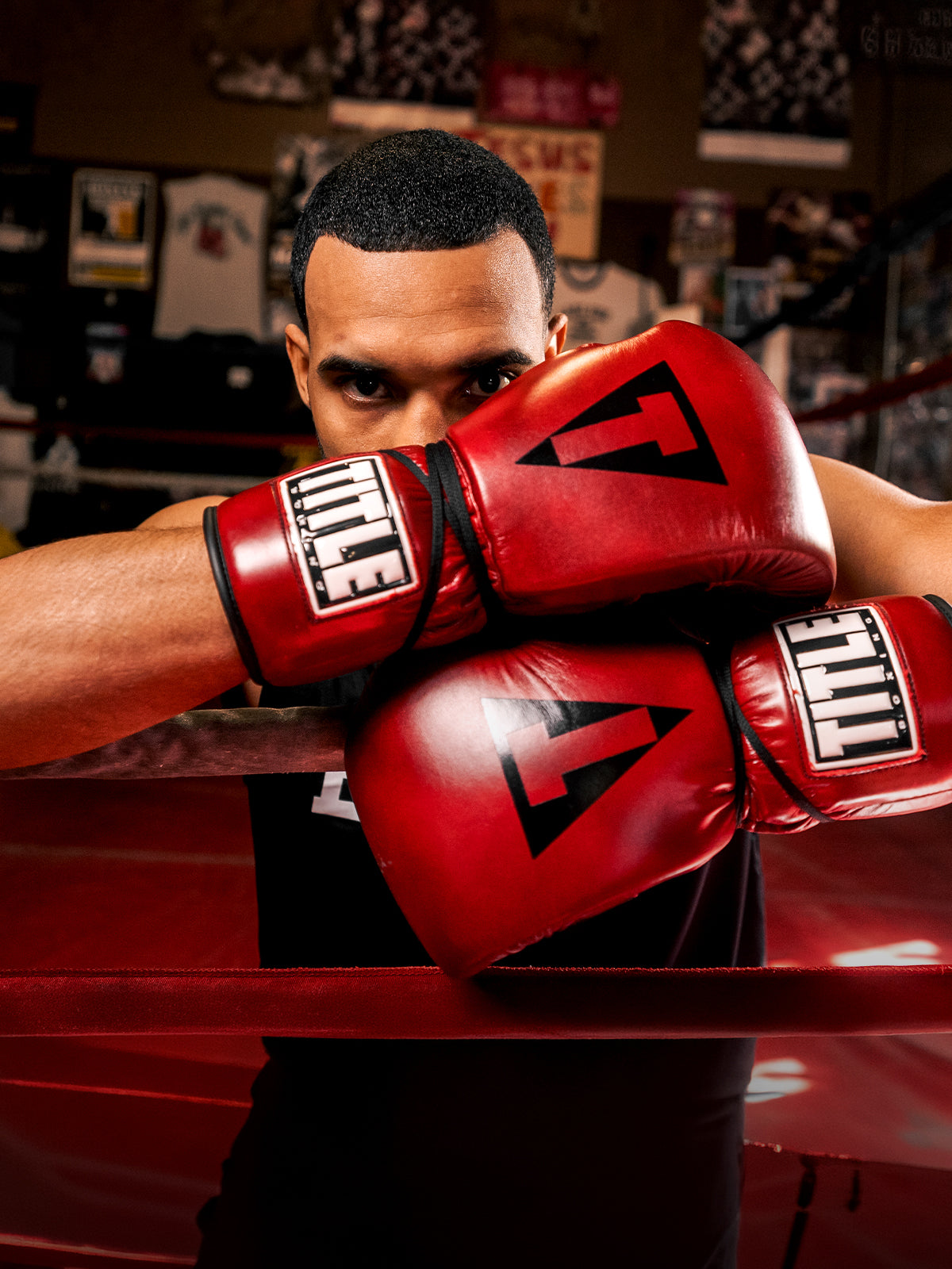 blood red leather sparring gloves