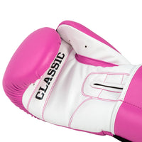 variant:pink/white::TITLE Classic Pro Style Training Gloves 3.0 single glove palm view closeup