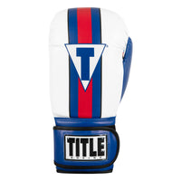 variant:Blue/White/Red::TITLE Boxing World Bag Boxing Gloves single glove back view