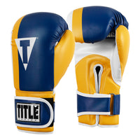 variant:Blue/Yellow/White::TITLE Boxing World Bag Boxing Gloves side by side view