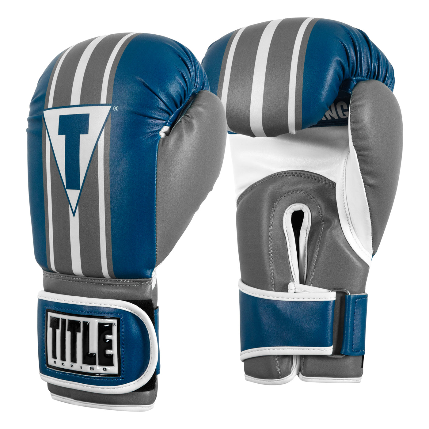 variant:Light Blue/Grey/White:: TITLE Boxing World Bag Boxing Gloves side by side view