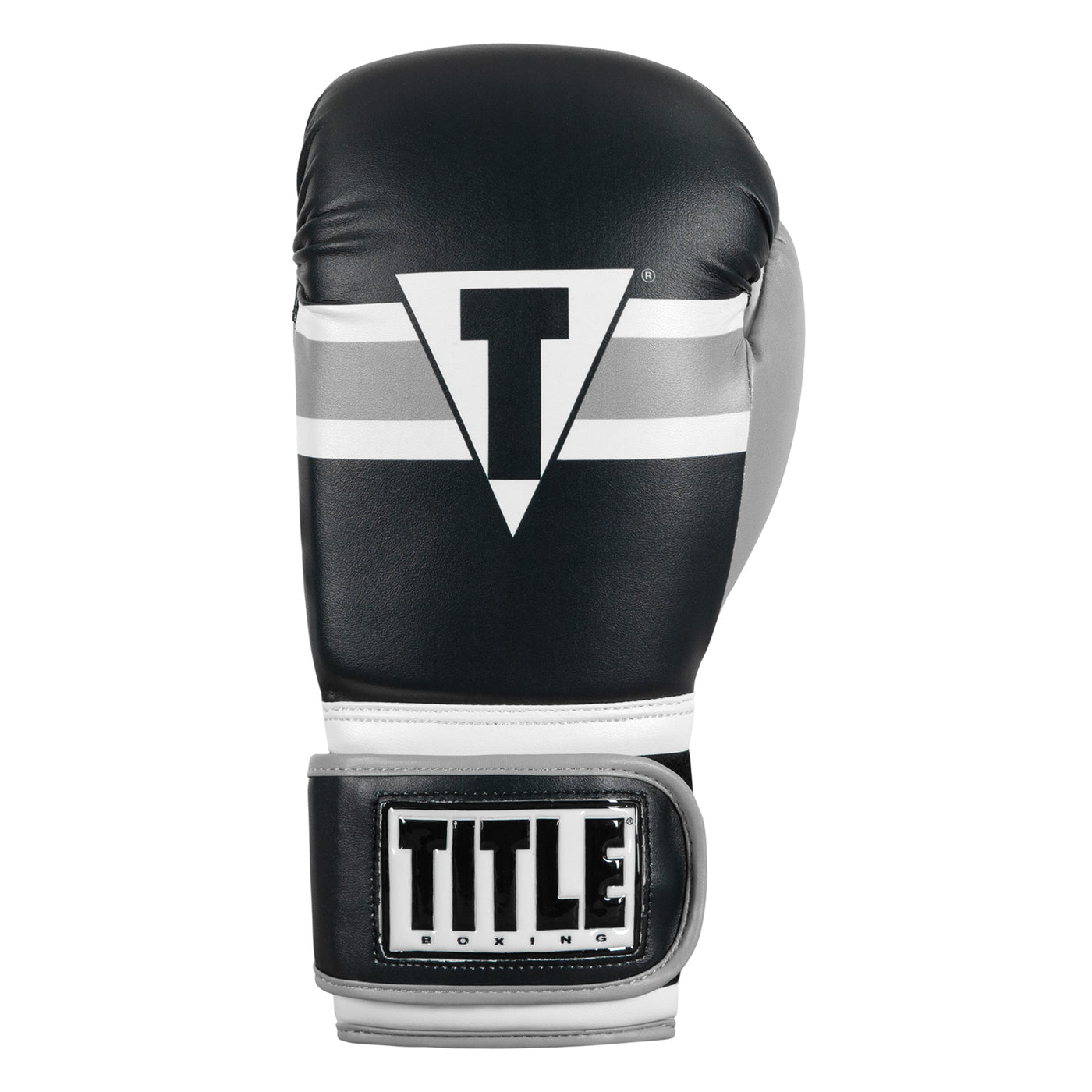 variant:Navy/Grey/White::TITLE Boxing World Bag Boxing Gloves single glove back view