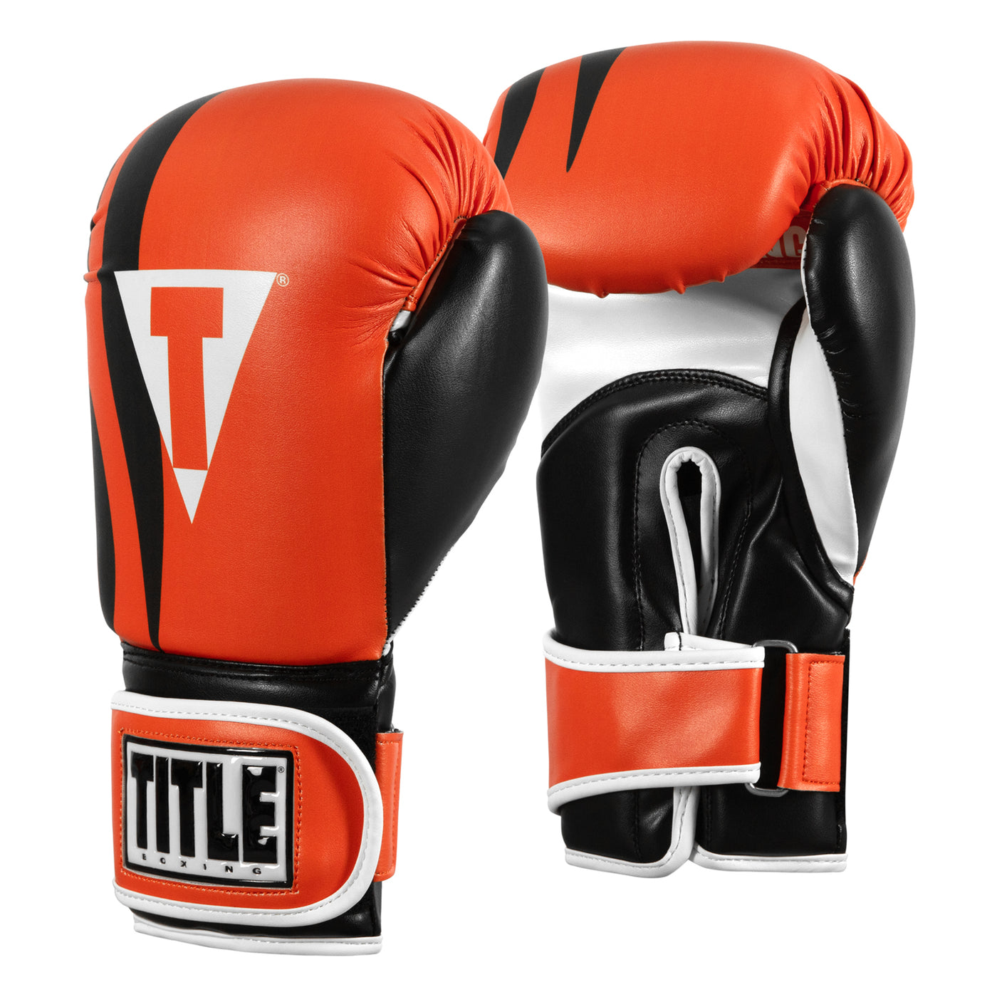 variant:Orange/Black/White::TITLE Boxing World Bag Boxing Gloves side by side view