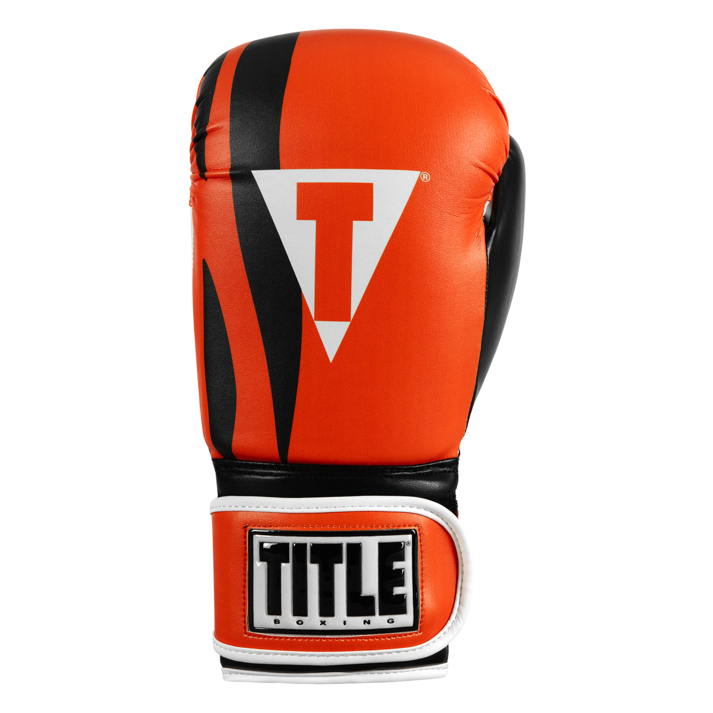 variant:Orange/Black/White::TITLE Boxing World Bag Boxing Gloves single glove back view
