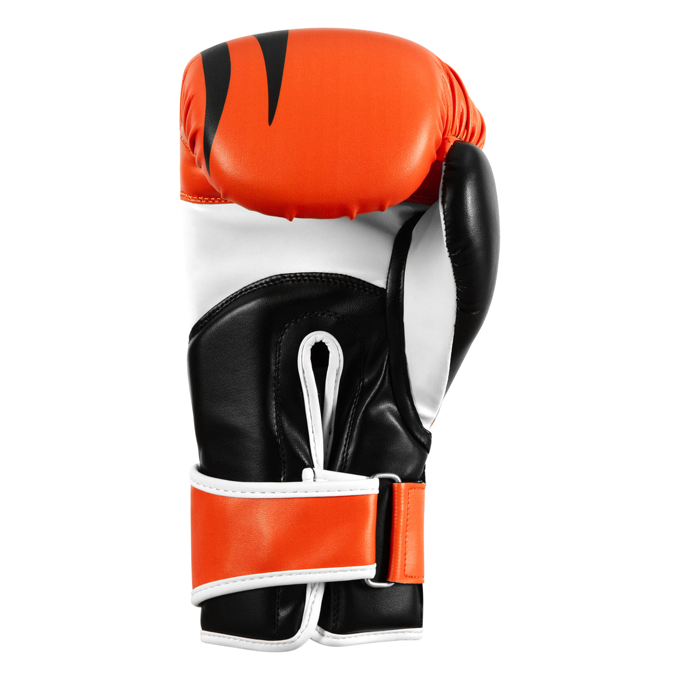 variant:Orange/Black/White::TITLE Boxing World Bag Boxing Gloves single glove palm view 