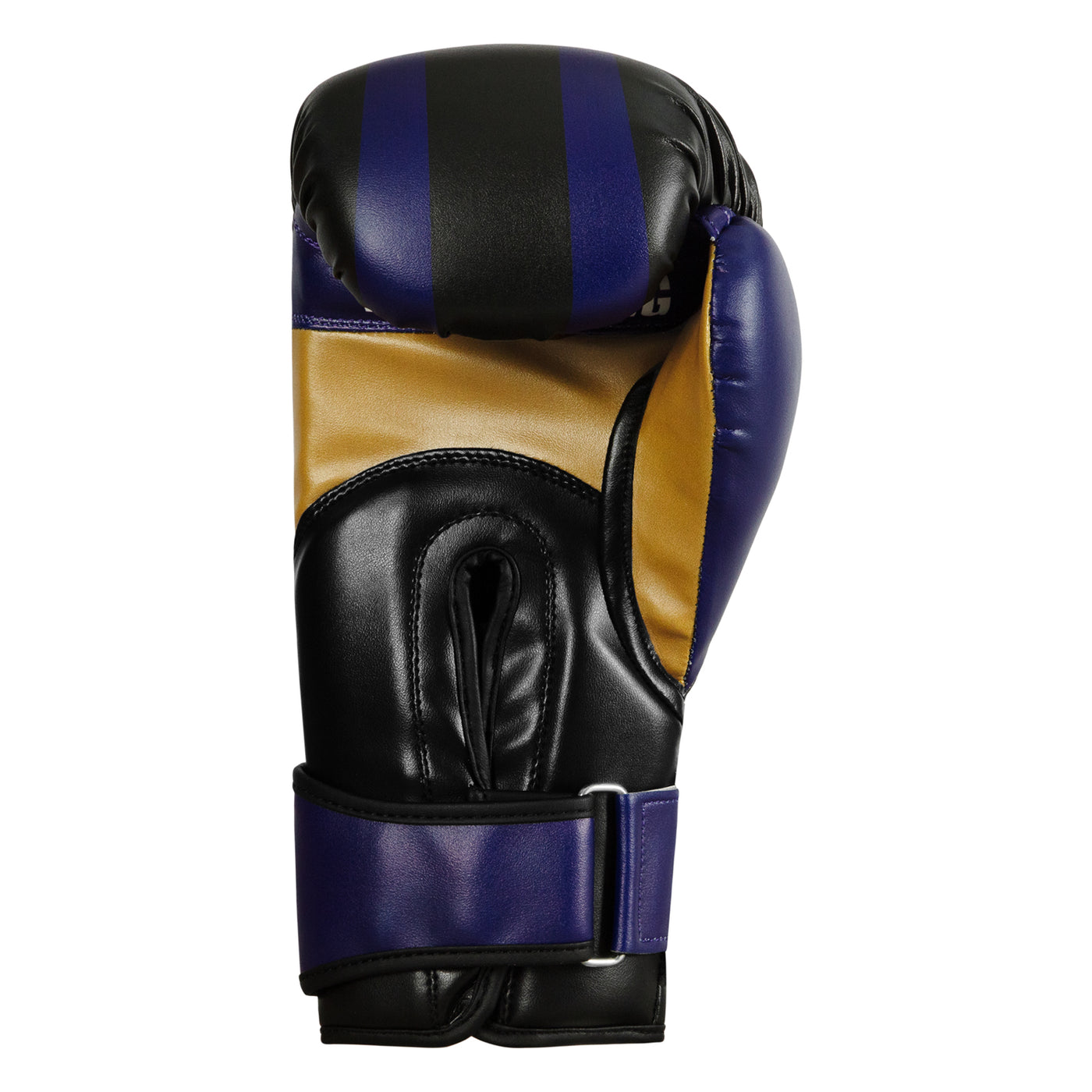 variant:Purple/Black/Gold:: TITLE Boxing World Bag Boxing Gloves single glove palm view