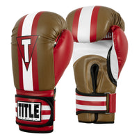 variant:Red/Gold/White:: TITLE Boxing World Bag Boxing Gloves side by side view