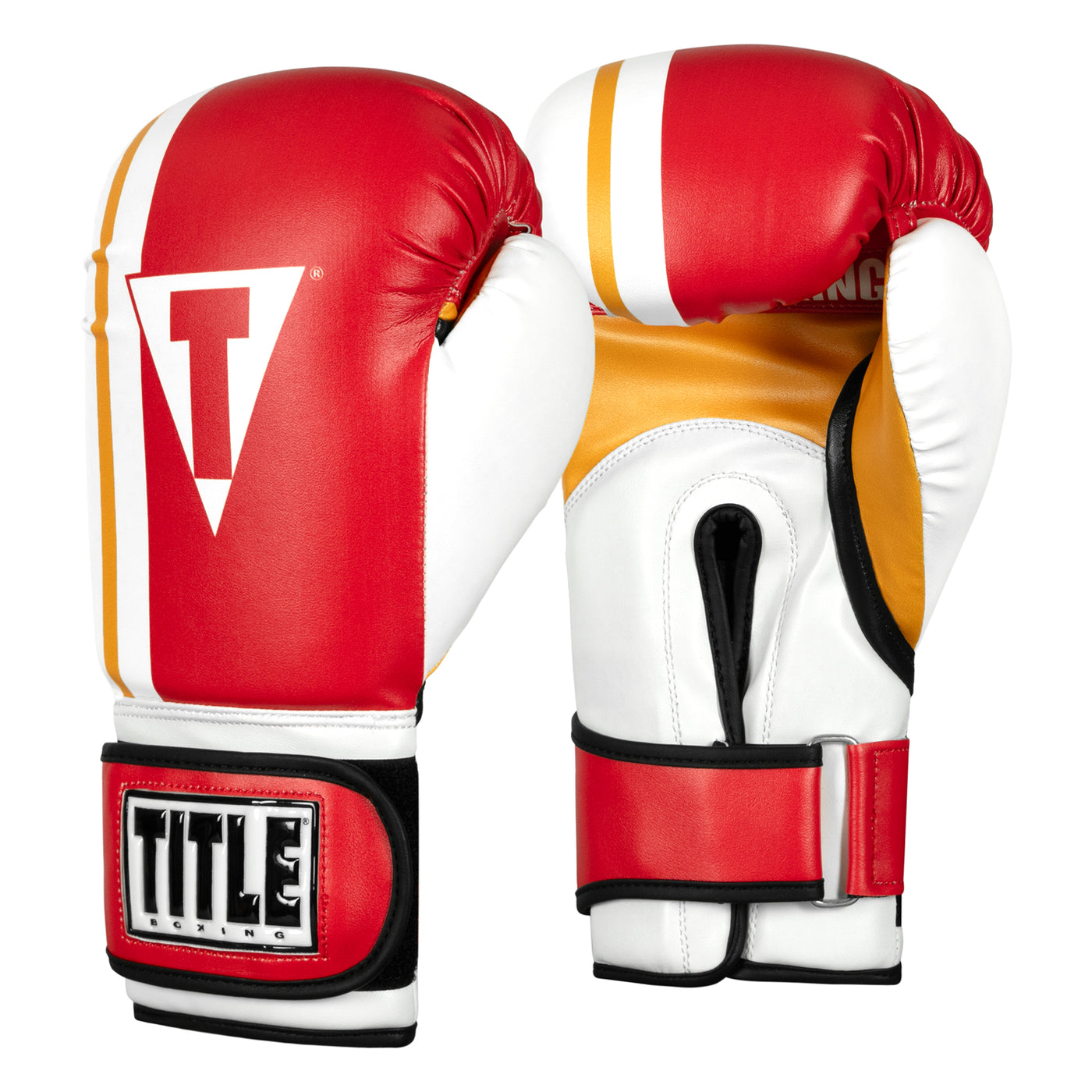 variant:Red/White/Yellow:: TITLE Boxing World Bag Boxing Gloves side by side view