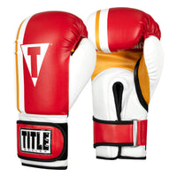 variant:Red/White/Yellow:: TITLE Boxing World Bag Boxing Gloves side by side view
